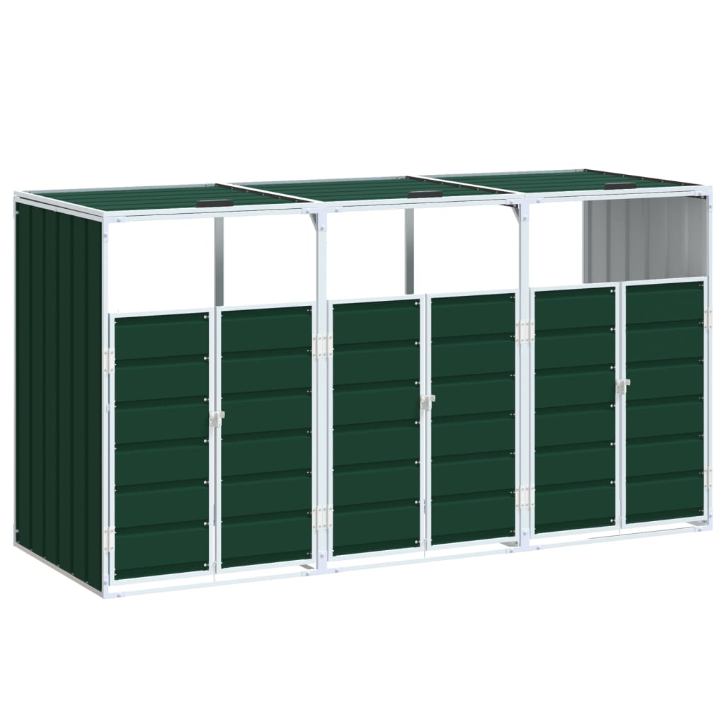 vidaXL Mülltonnenbox für 3 Tonnen Grün 216x81x115 cm Stahl
