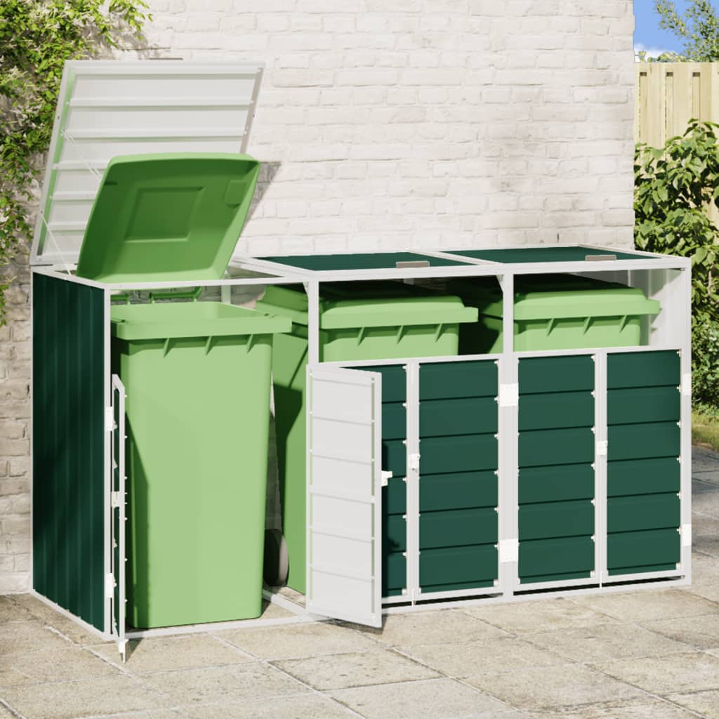 vidaXL Mülltonnenbox für 3 Tonnen Grün 216x81x115 cm Stahl