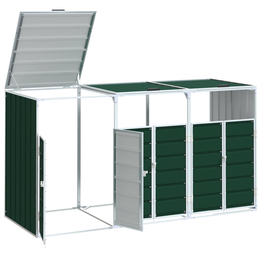 vidaXL Mülltonnenbox für 3 Tonnen Grün 216x81x115 cm Stahl