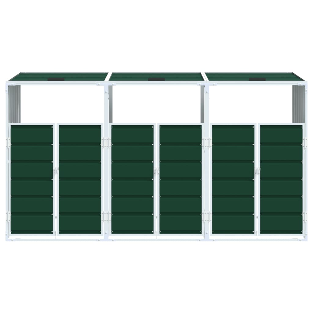 vidaXL Mülltonnenbox für 3 Tonnen Grün 216x81x115 cm Stahl