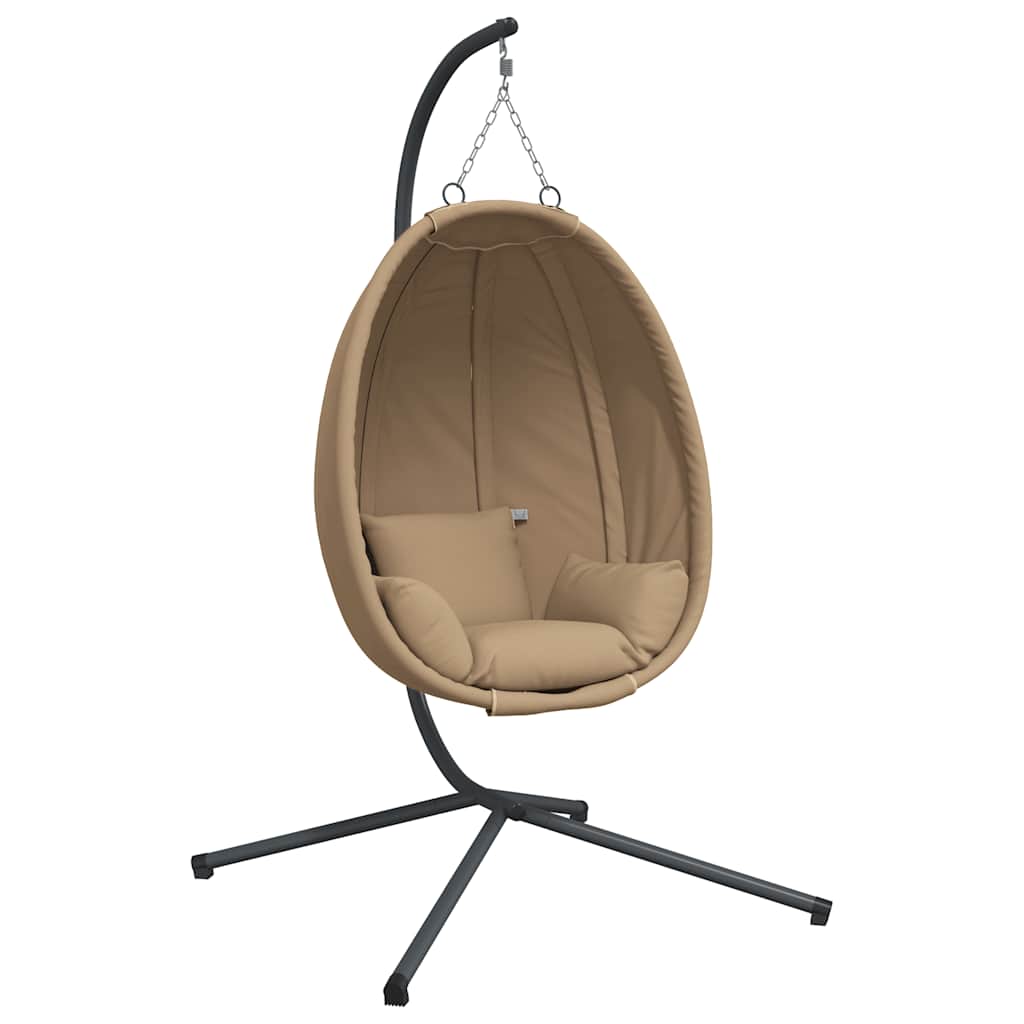 vidaXL Hängesessel Ei-Design mit Ständer Taupe Stoff und Stahl