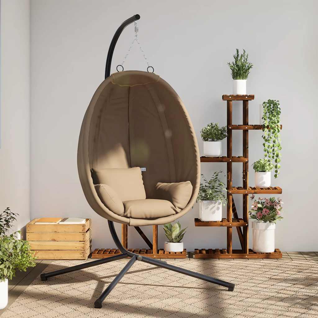 vidaXL Hängesessel Ei-Design mit Ständer Taupe Stoff und Stahl