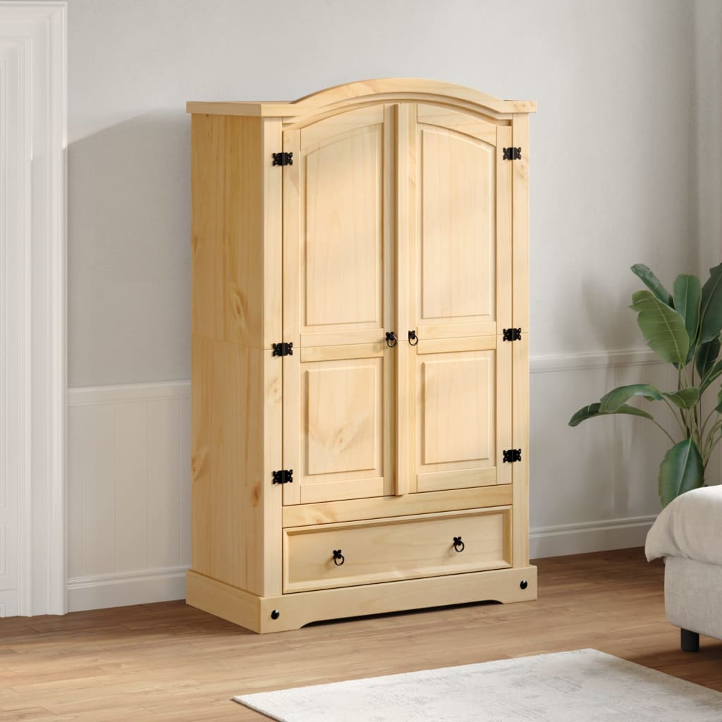 vidaXL Kleiderschrank „Corona“ 101x52x170 cm Massivholz Kiefer