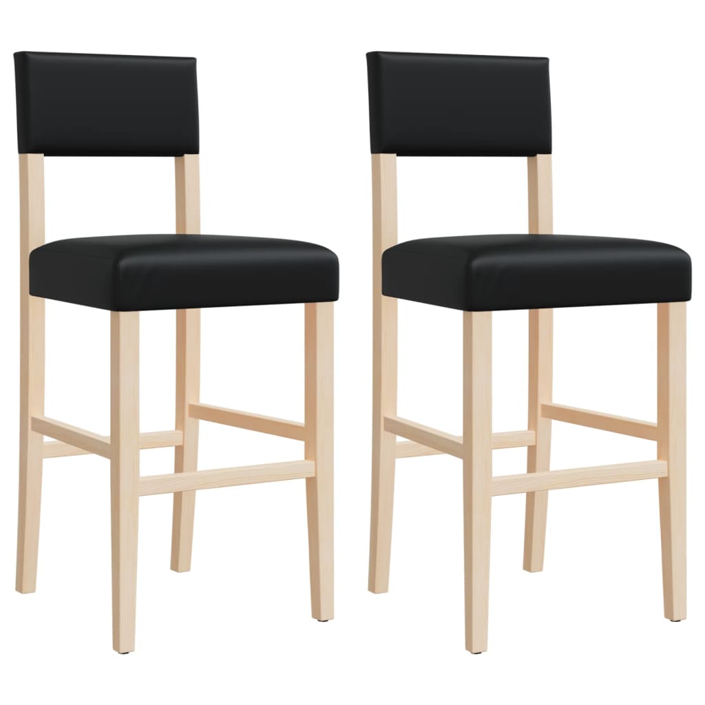 vidaXL Barstühle 2 Stk. Massivholz Gummibaum und Kunstleder
