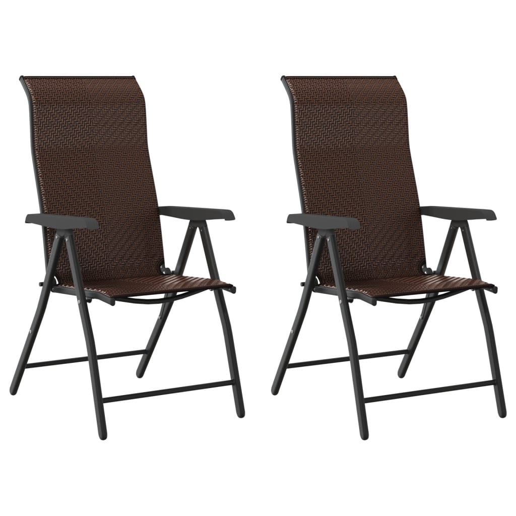 vidaXL Gartenstühle 2 Stk. Klappbar Braun Poly Rattan