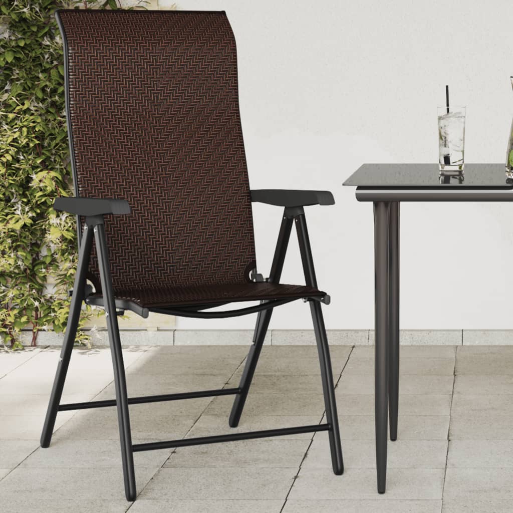 vidaXL Gartenstühle 2 Stk. Klappbar Braun Poly Rattan