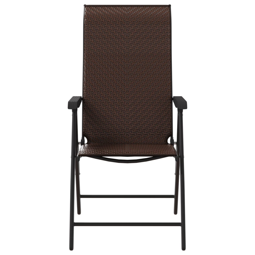 vidaXL Gartenstühle 2 Stk. Klappbar Braun Poly Rattan