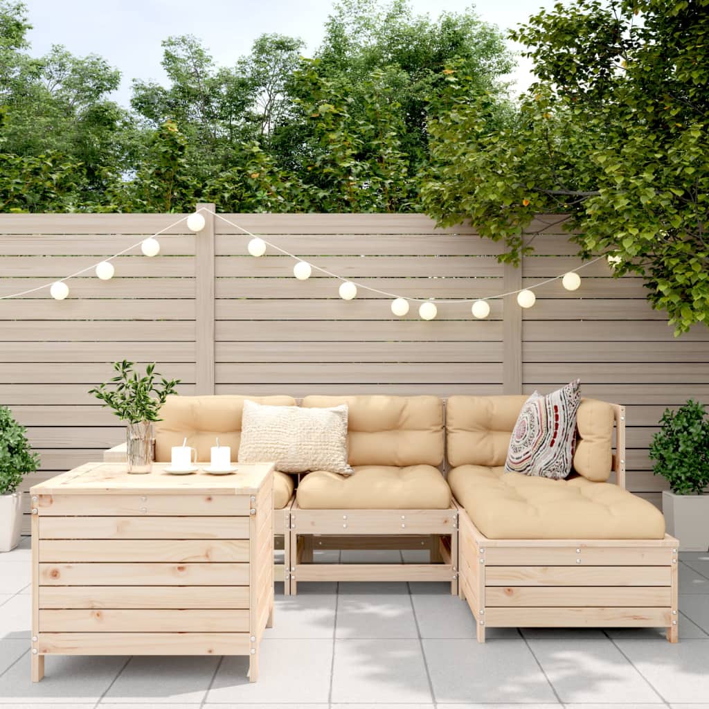 vidaXL 5-tlg. Garten-Sofagarnitur Massivholz Kiefer