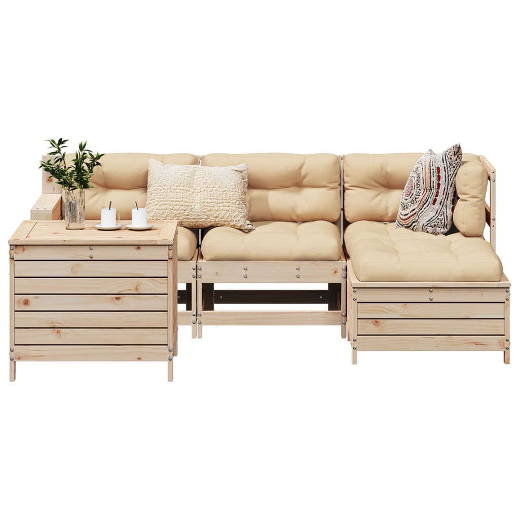 vidaXL 5-tlg. Garten-Sofagarnitur Massivholz Kiefer