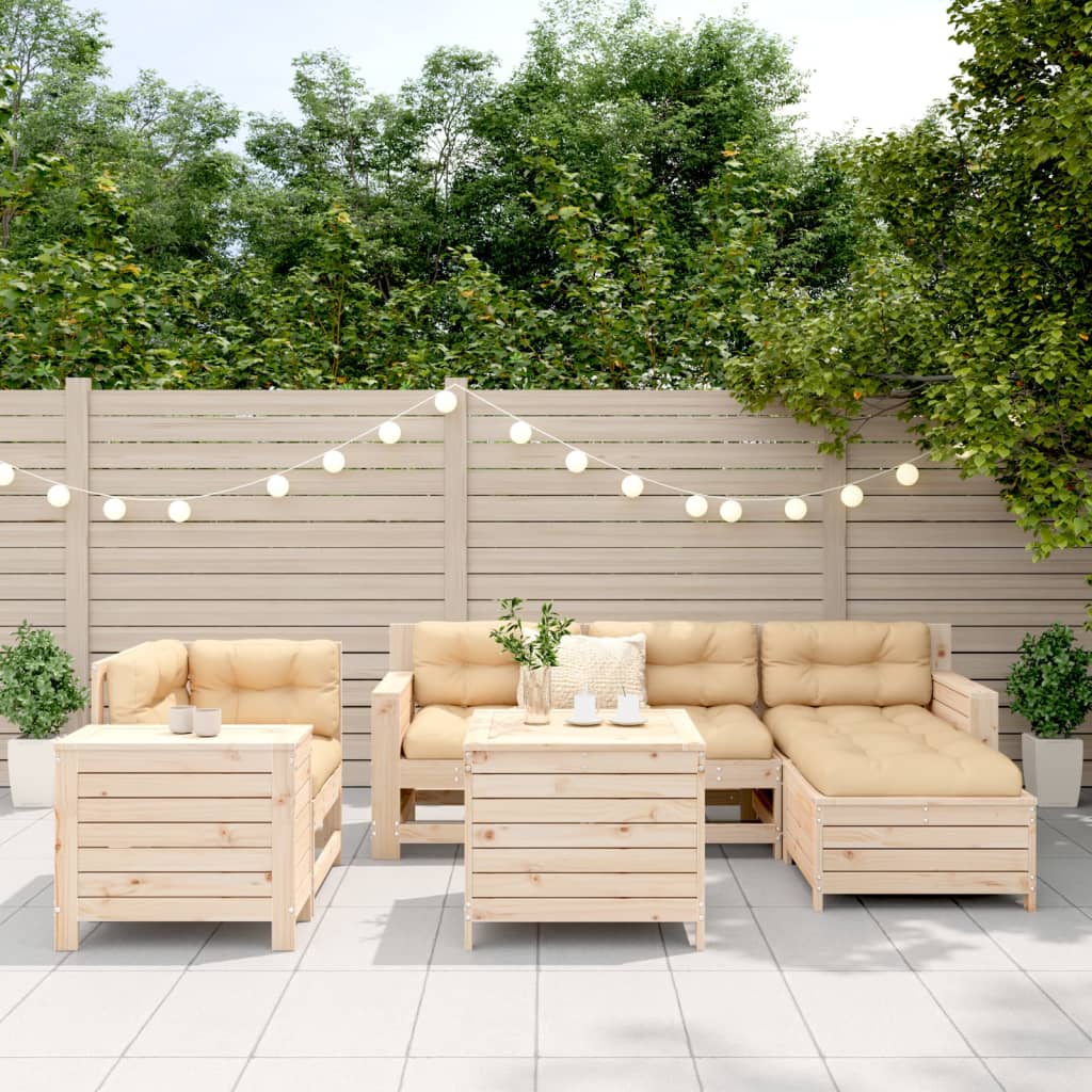vidaXL 7-tlg. Garten-Sofagarnitur Massivholz Kiefer