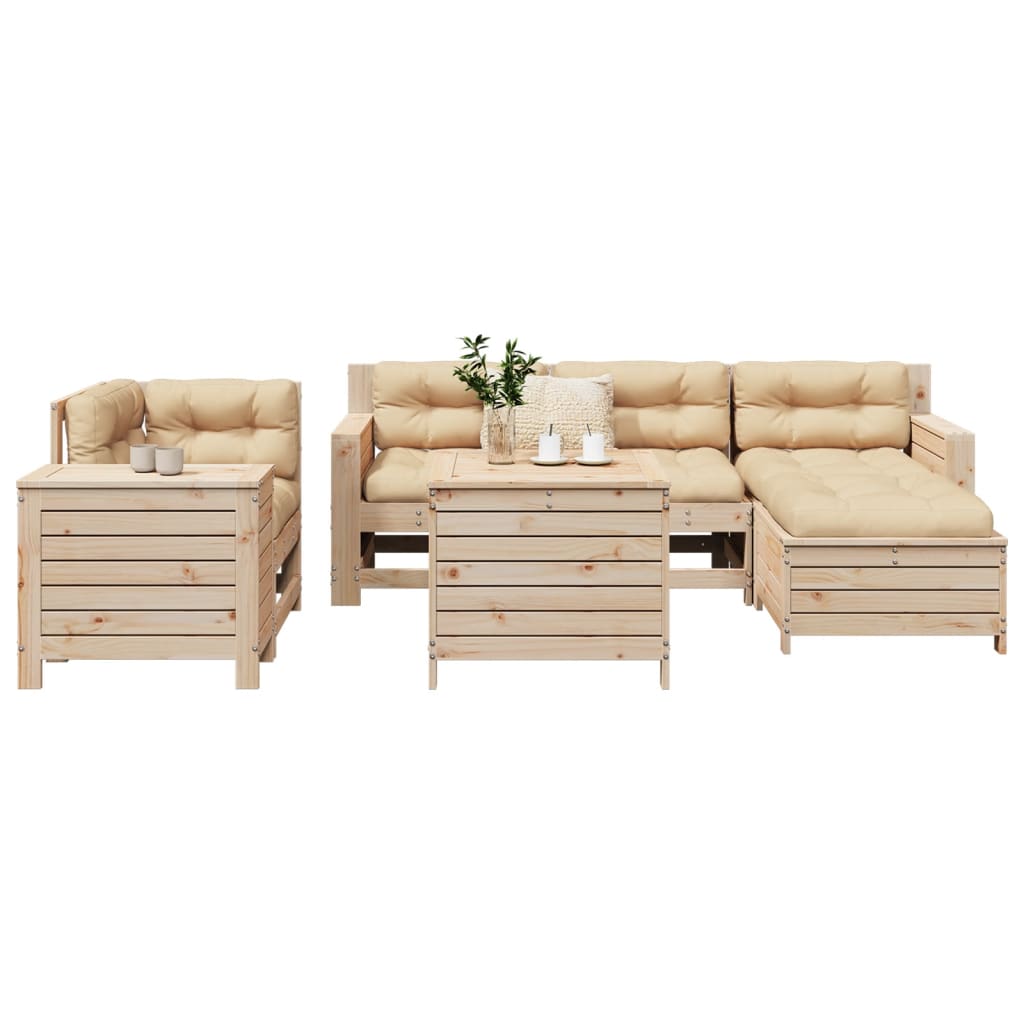 vidaXL 7-tlg. Garten-Sofagarnitur Massivholz Kiefer