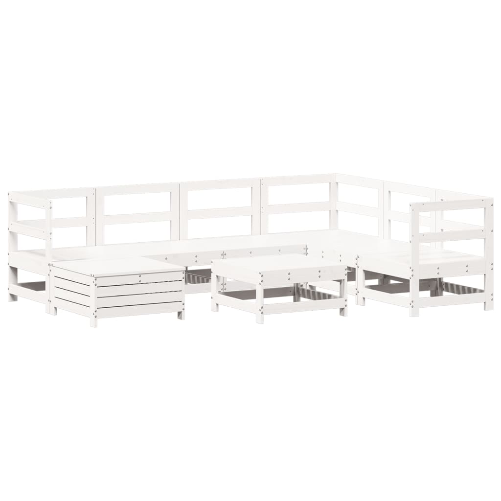 vidaXL 8-tlg. Garten-Sofagarnitur Weiß Massivholz Kiefer