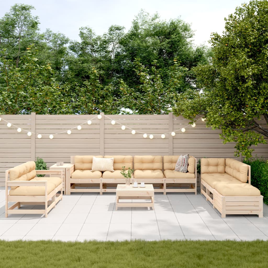 vidaXL 11-tlg. Garten-Sofagarnitur Massivholz Kiefer
