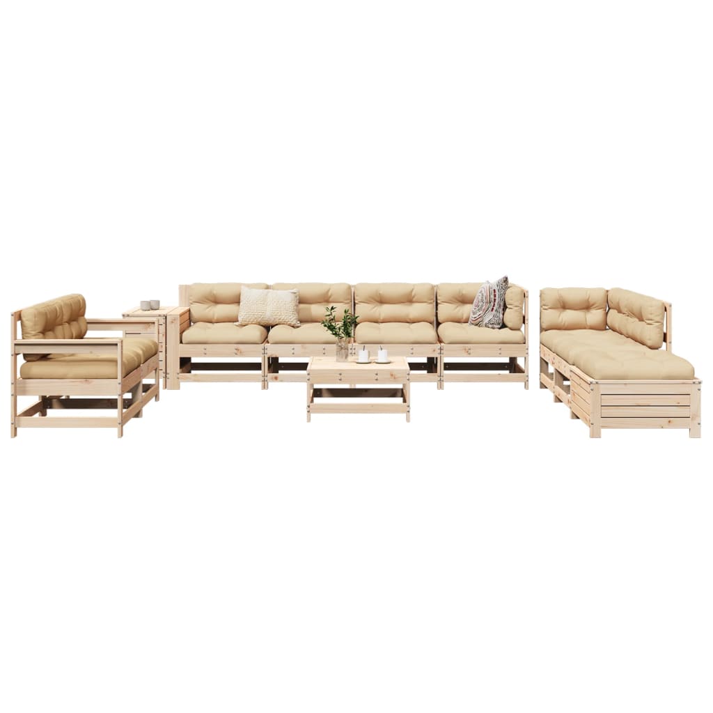 vidaXL 11-tlg. Garten-Sofagarnitur Massivholz Kiefer