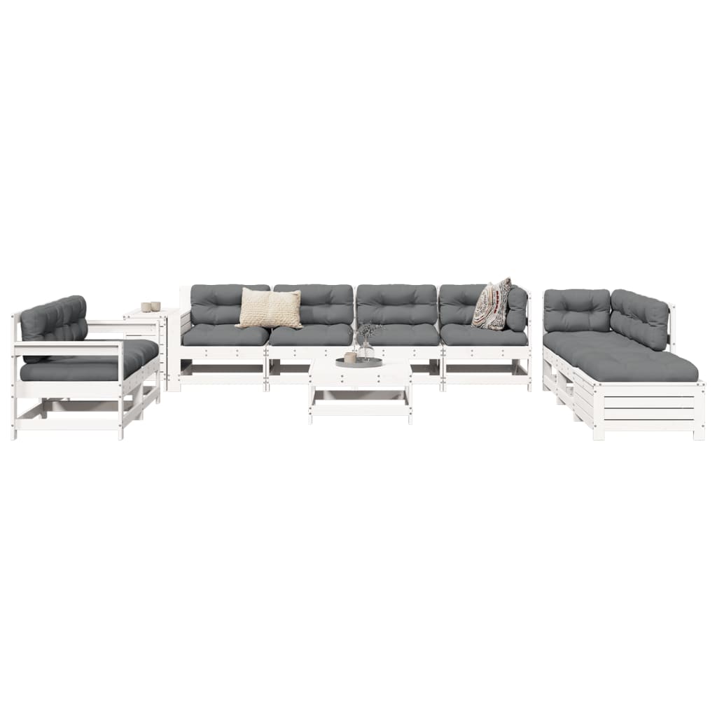 vidaXL 11-tlg. Garten-Sofagarnitur Massivholz Kiefer