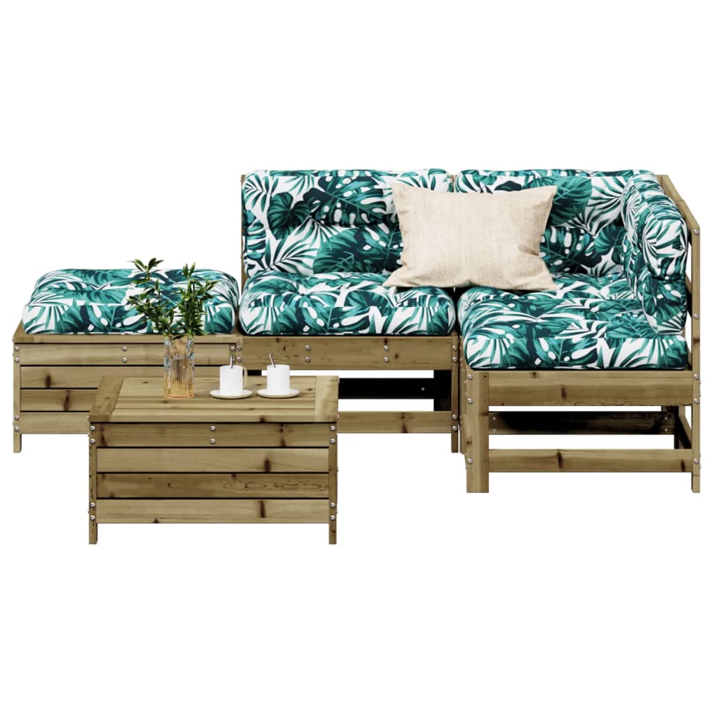 vidaXL 5-tlg. Garten-Lounge-Set mit Kissen Imprägniertes Kiefernholz