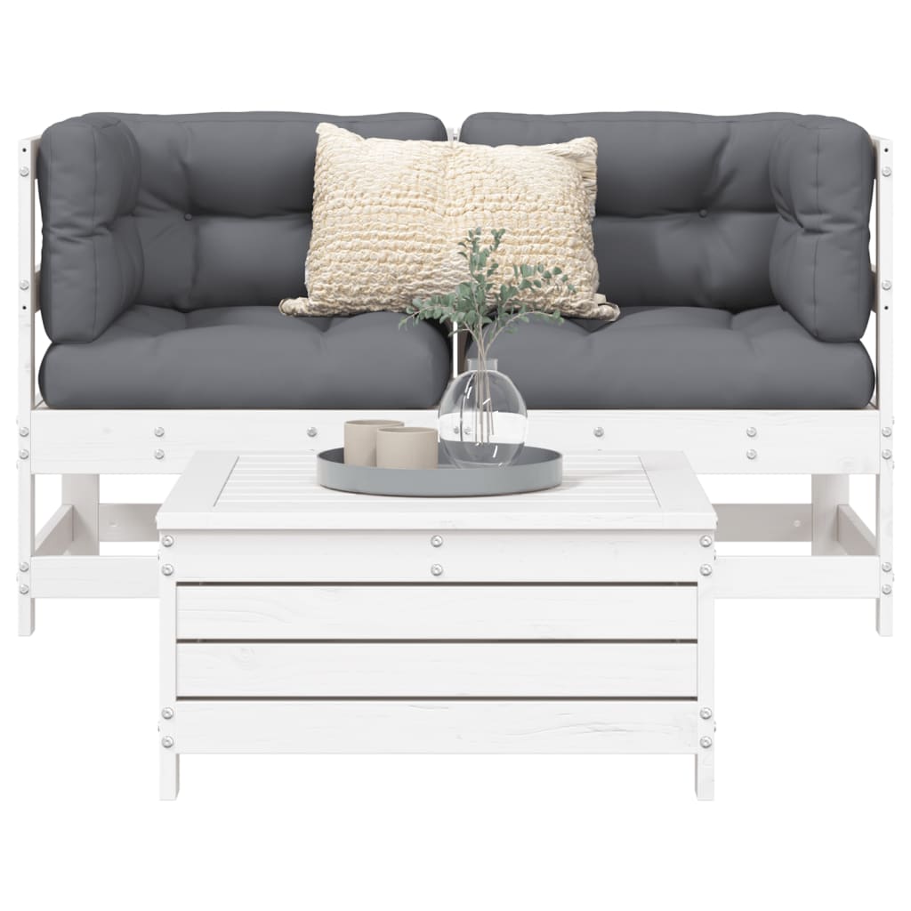 vidaXL 3-tlg. Garten-Sofagarnitur Massivholz Kiefer