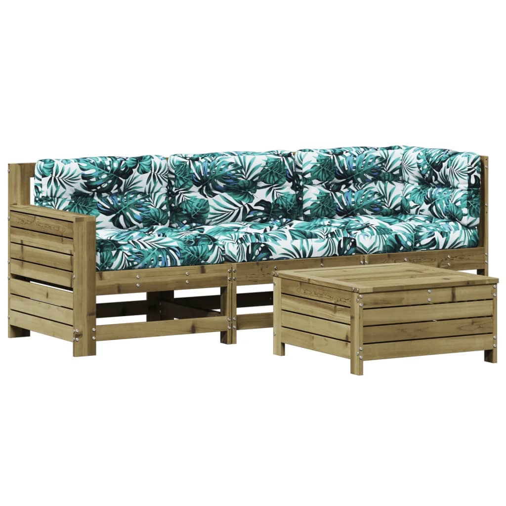 vidaXL 4-tlg. Garten-Lounge-Set mit Kissen Kiefernholz Imprägniert