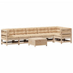 vidaXL 7-tlg. Garten-Lounge-Set mit Kissen Massivholz Kiefer