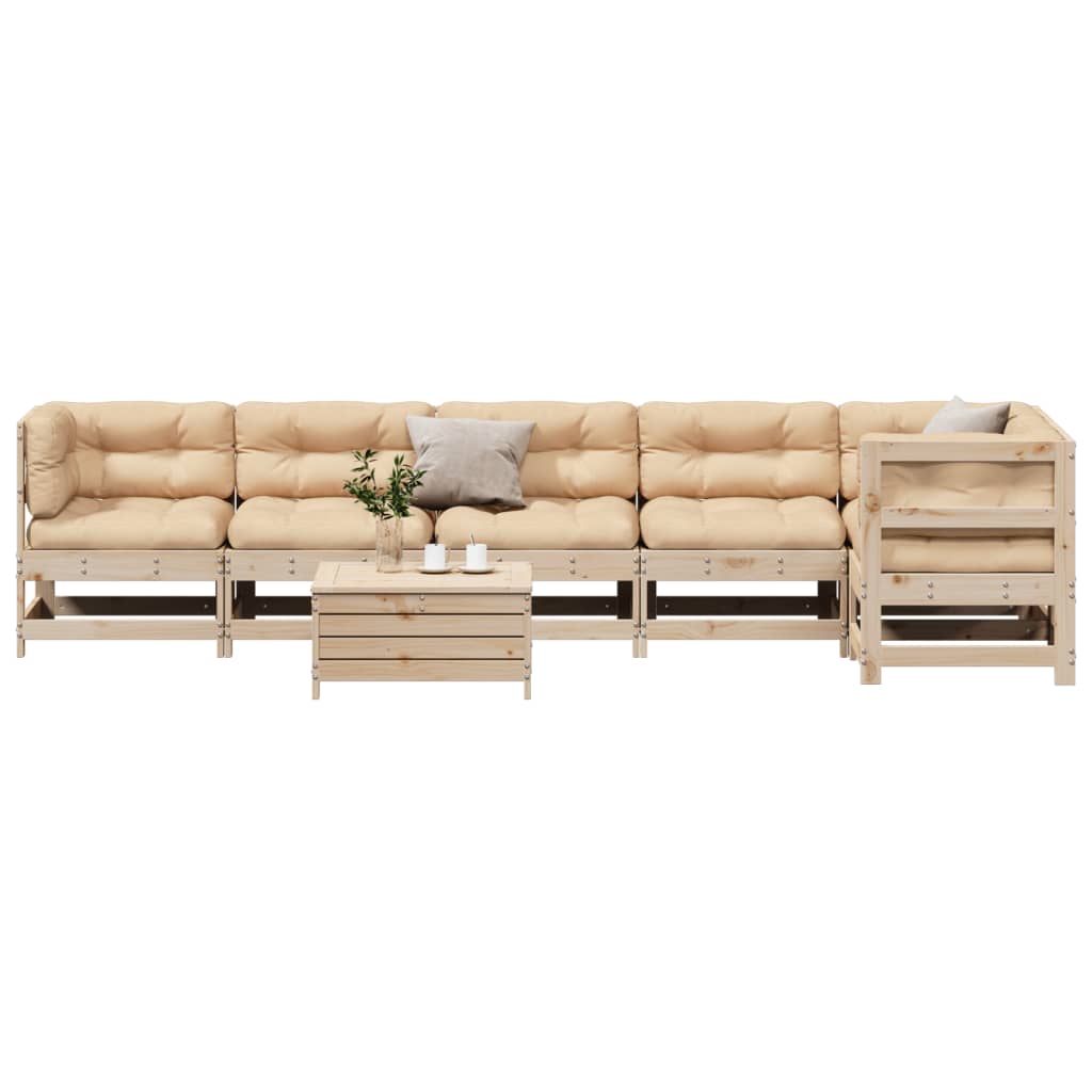 vidaXL 7-tlg. Garten-Lounge-Set mit Kissen Massivholz Kiefer