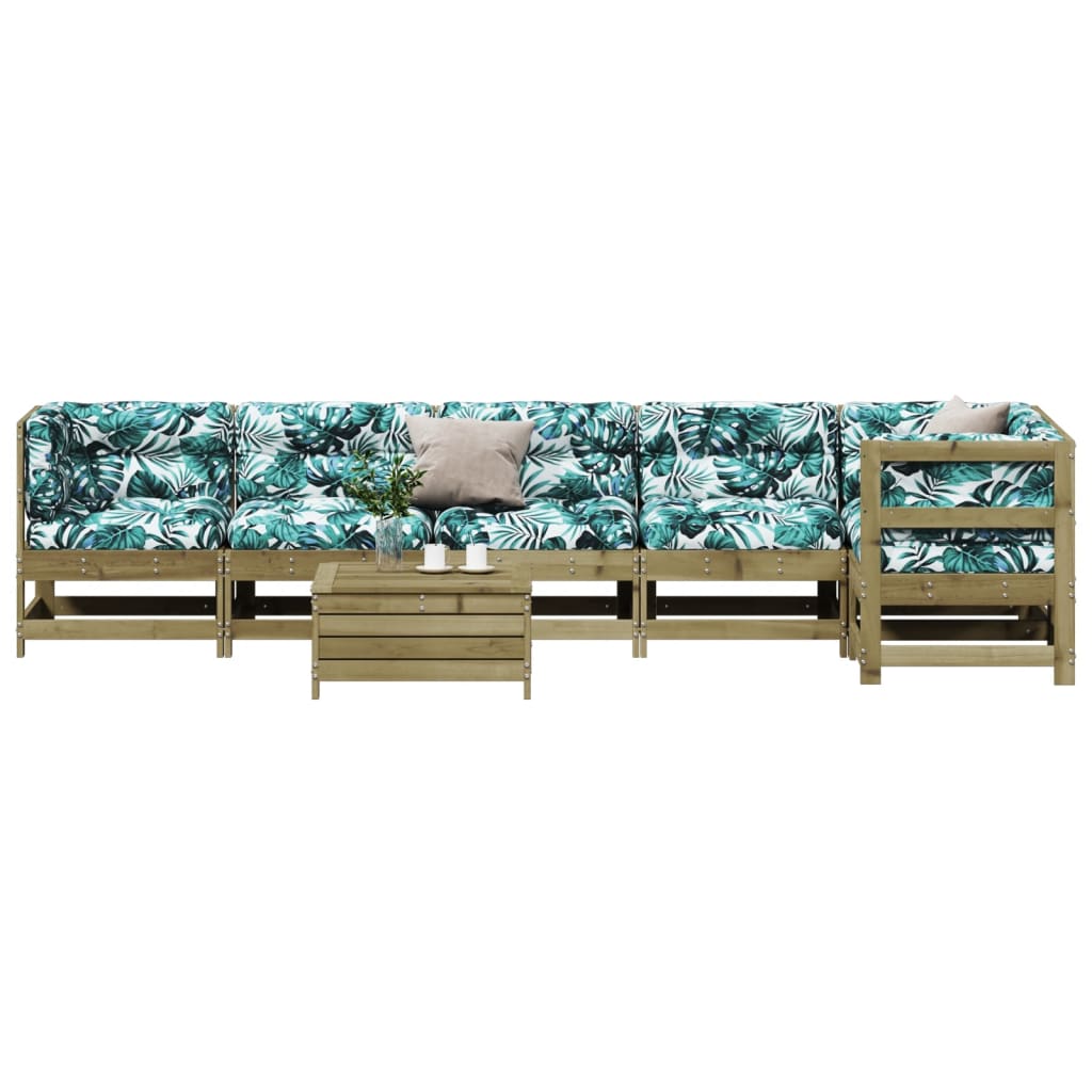 vidaXL 7-tlg. Garten-Lounge-Set mit Kissen Imprägniertes Kiefernholz
