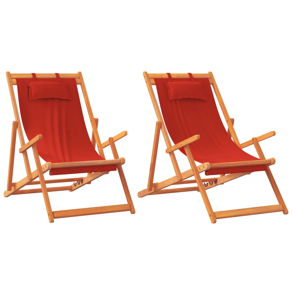 vidaXL Strandstühle 2 Stk. Klappbar Rot Stoff