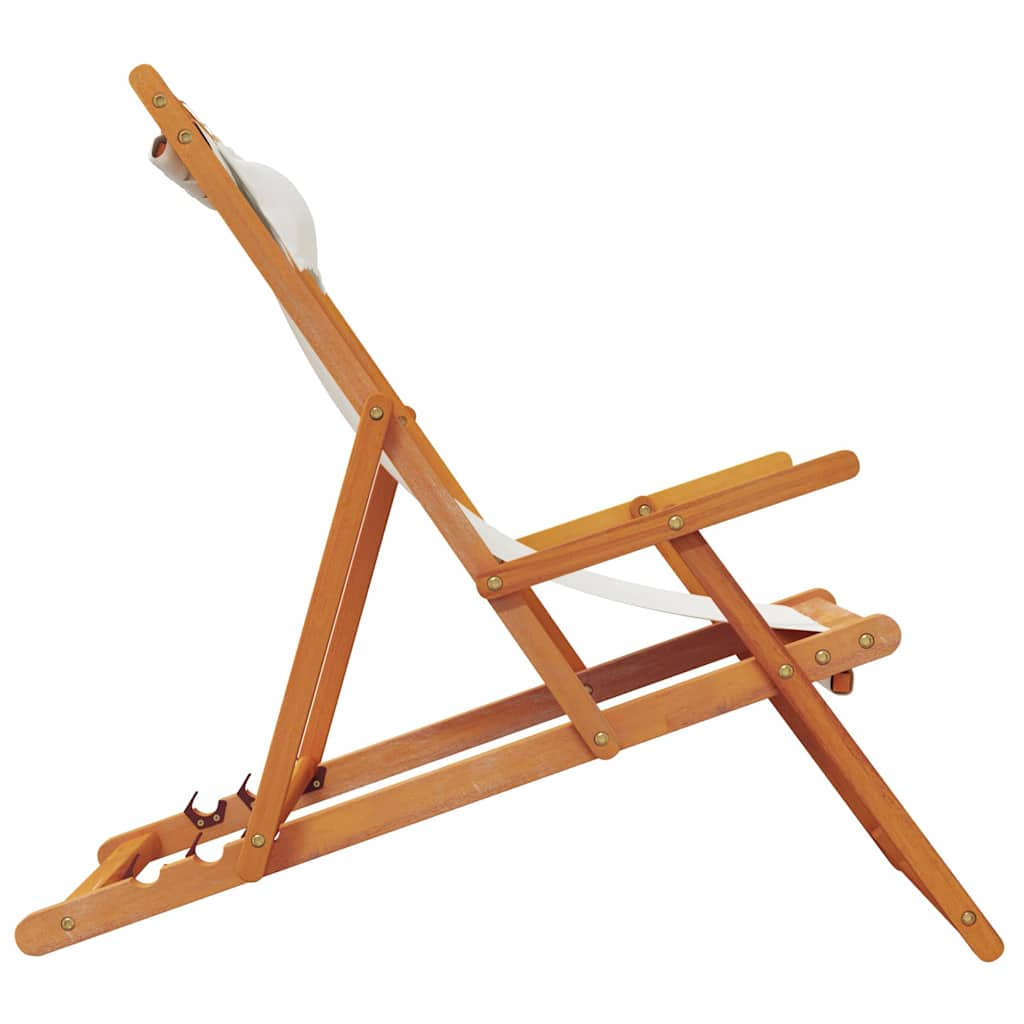 vidaXL Klappbare Strandstühle 2 Stk. Creme Stoff