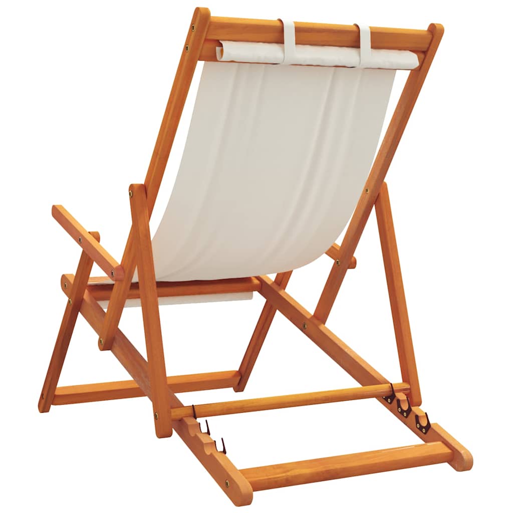 vidaXL Klappbare Strandstühle 2 Stk. Creme Stoff
