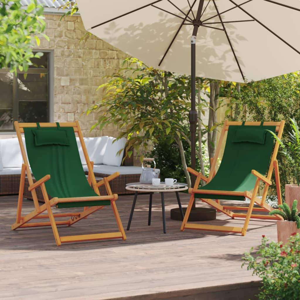 vidaXL Klappbare Strandstühle 2 Stk. Creme Stoff