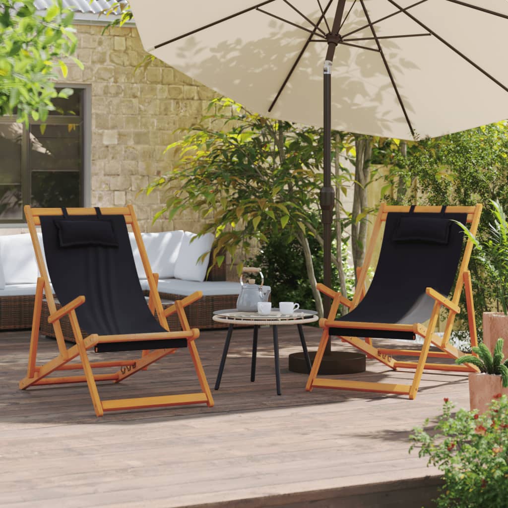 vidaXL Klappbare Strandstühle 2 Stk. Creme Stoff