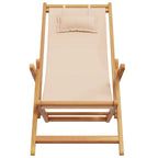 vidaXL Strandstühle 2 Stk. Klappbar Beige Stoff und Massivholz