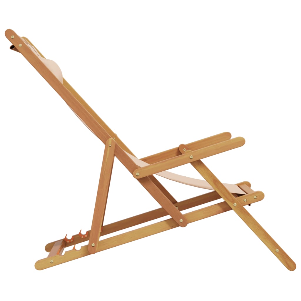 vidaXL Strandstühle 2 Stk. Klappbar Beige Stoff und Massivholz