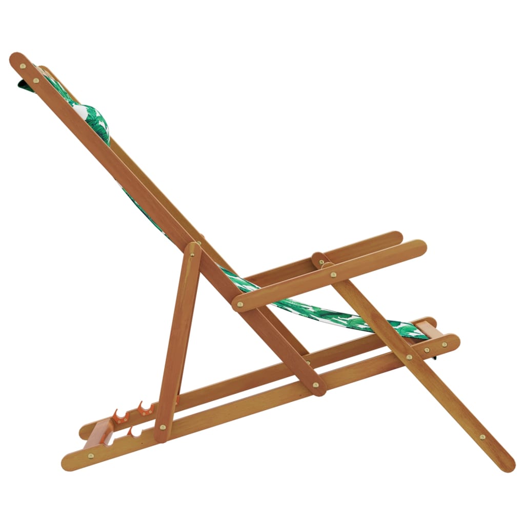 vidaXL Strandstühle 2 Stk. Klappbar Blattmuster Stoff und Massivholz