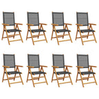 vidaXL Gartenstuhl Verstellbar 8 Stk. Schwarz Poly Rattan Massivholz