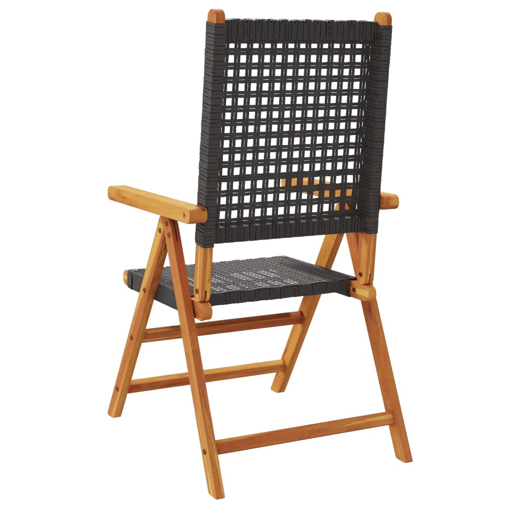 vidaXL Gartenstuhl Verstellbar 8 Stk. Schwarz Poly Rattan Massivholz