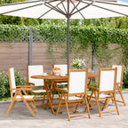 vidaXL Gartenstuhl Verstellbar 6 Stk. Cremeweiß Stoff und Massivholz