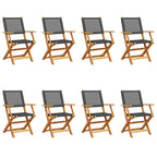 vidaXL Gartenstühle 8 Stk. Klappbar Schwarz Poly Rattan & Massivholz