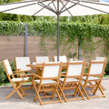 vidaXL Gartenstühle 8 Stk. Klappbar Cremeweiß Stoff und Massivholz