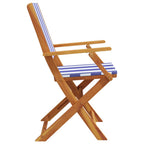 vidaXL Gartenstühle 8 Stk. Klappbar Blau und Weiß Stoff und Massivholz
