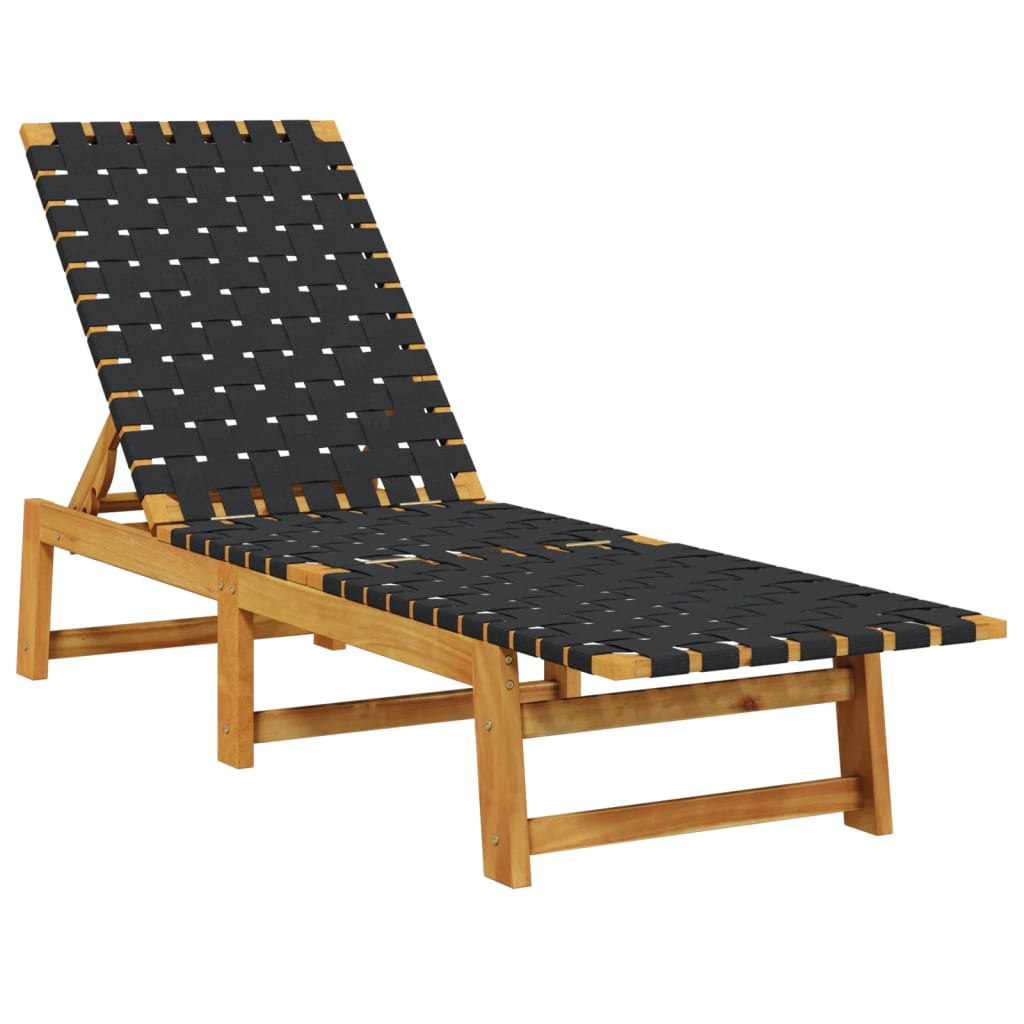 vidaXL Sonnenliegen 2 Stk. mit Tisch Schwarz Massivholz Akazie