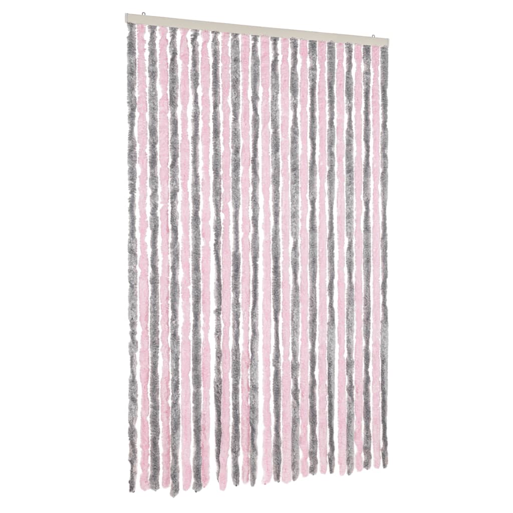 vidaXL Fliegenvorhang Silbergrau und Rosa 118x220 cm Chenille