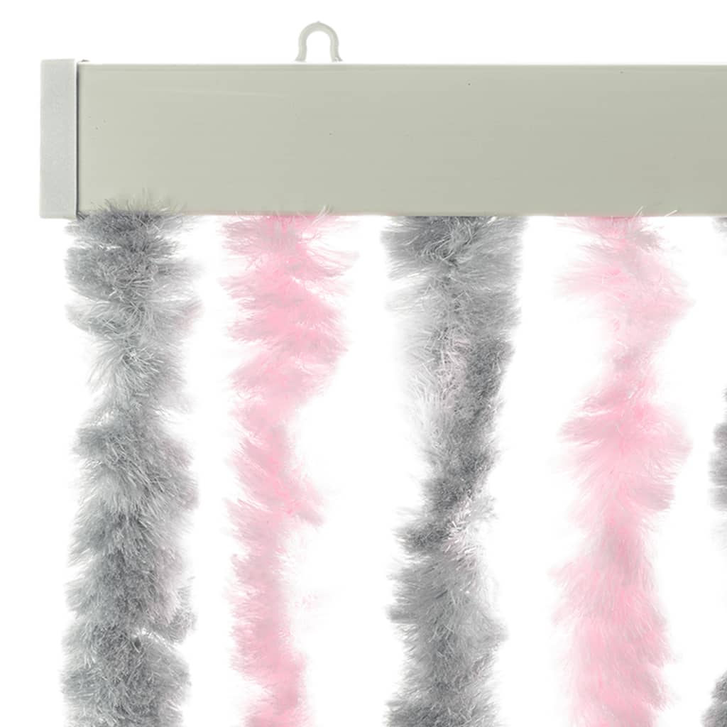 vidaXL Fliegenvorhang Silbergrau und Rosa 118x220 cm Chenille