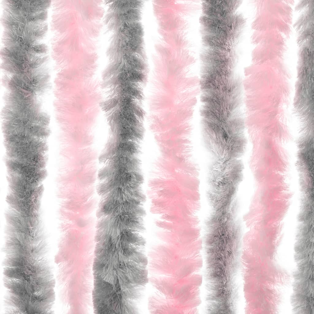 vidaXL Fliegenvorhang Silbergrau und Rosa 118x220 cm Chenille