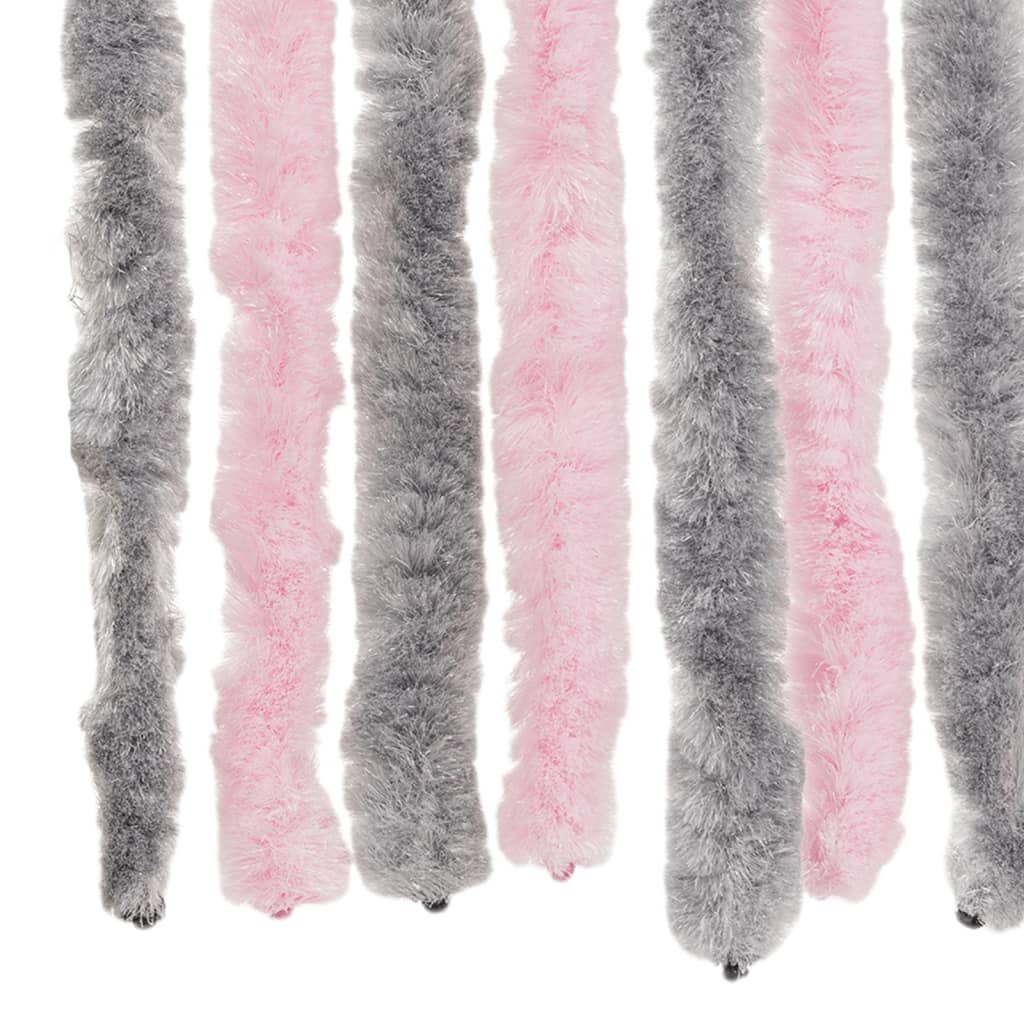 vidaXL Fliegenvorhang Silbergrau und Rosa 118x220 cm Chenille