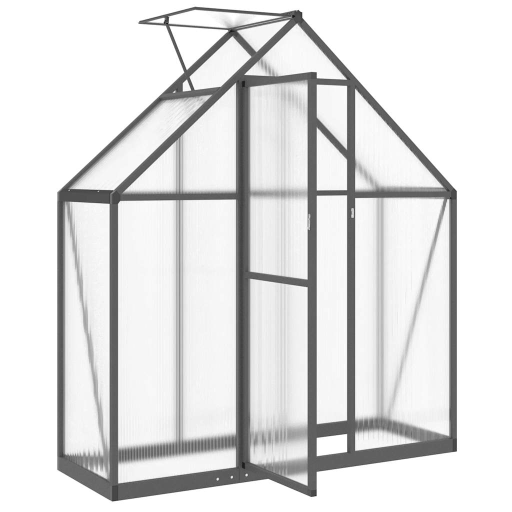 vidaXL Gewächshaus mit Fundamentrahmen Anthrazit 169x58x195 cm Alu