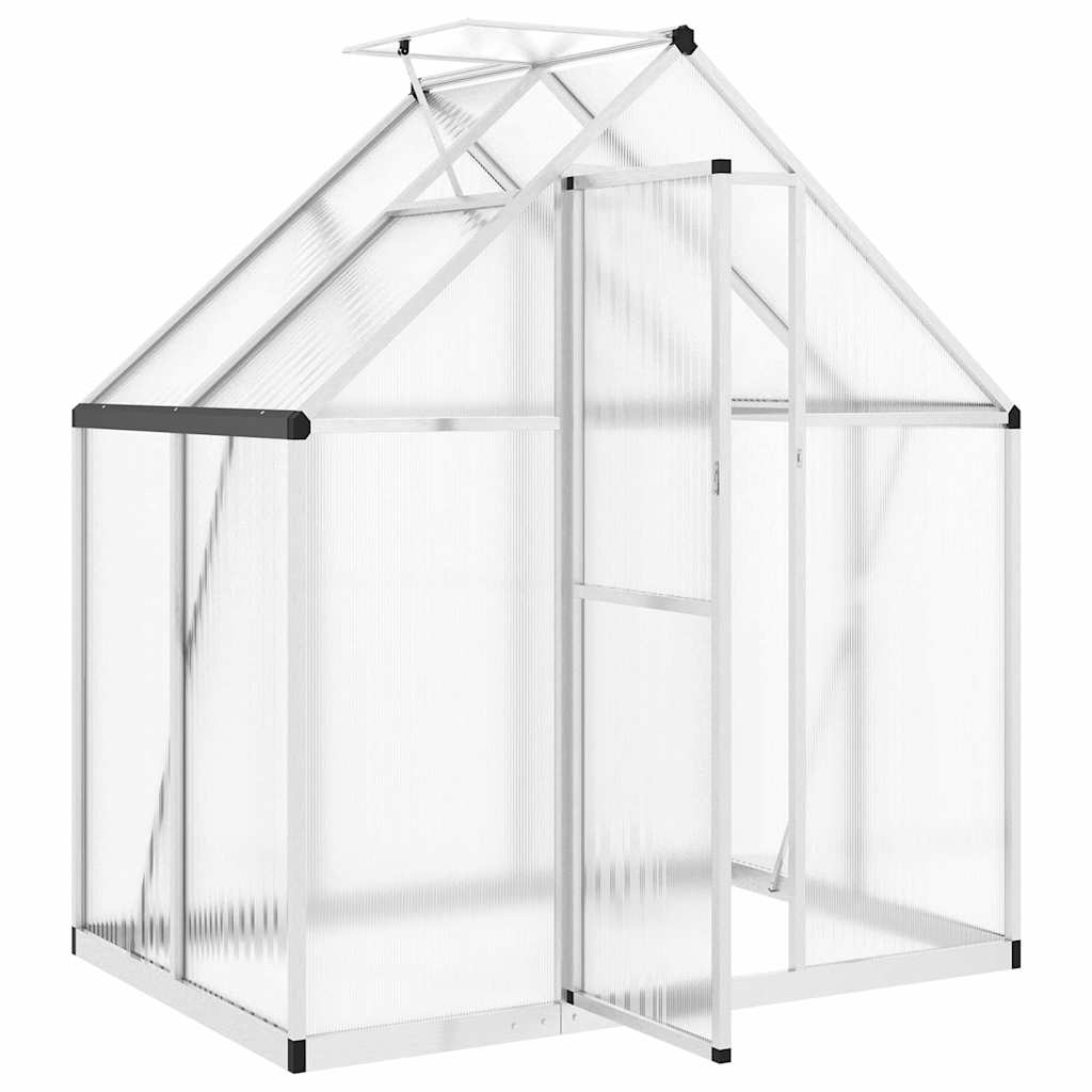 vidaXL Gewächshaus mit Fundamentrahmen Silbern 169x114x195 cm Alu