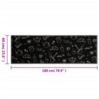 vidaXL Küchenteppich Waschbar Morgen Schwarz 60x180 cm Samt