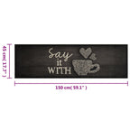 vidaXL Küchenteppich Waschbar Tasse Schwarz 45x150 cm Samt