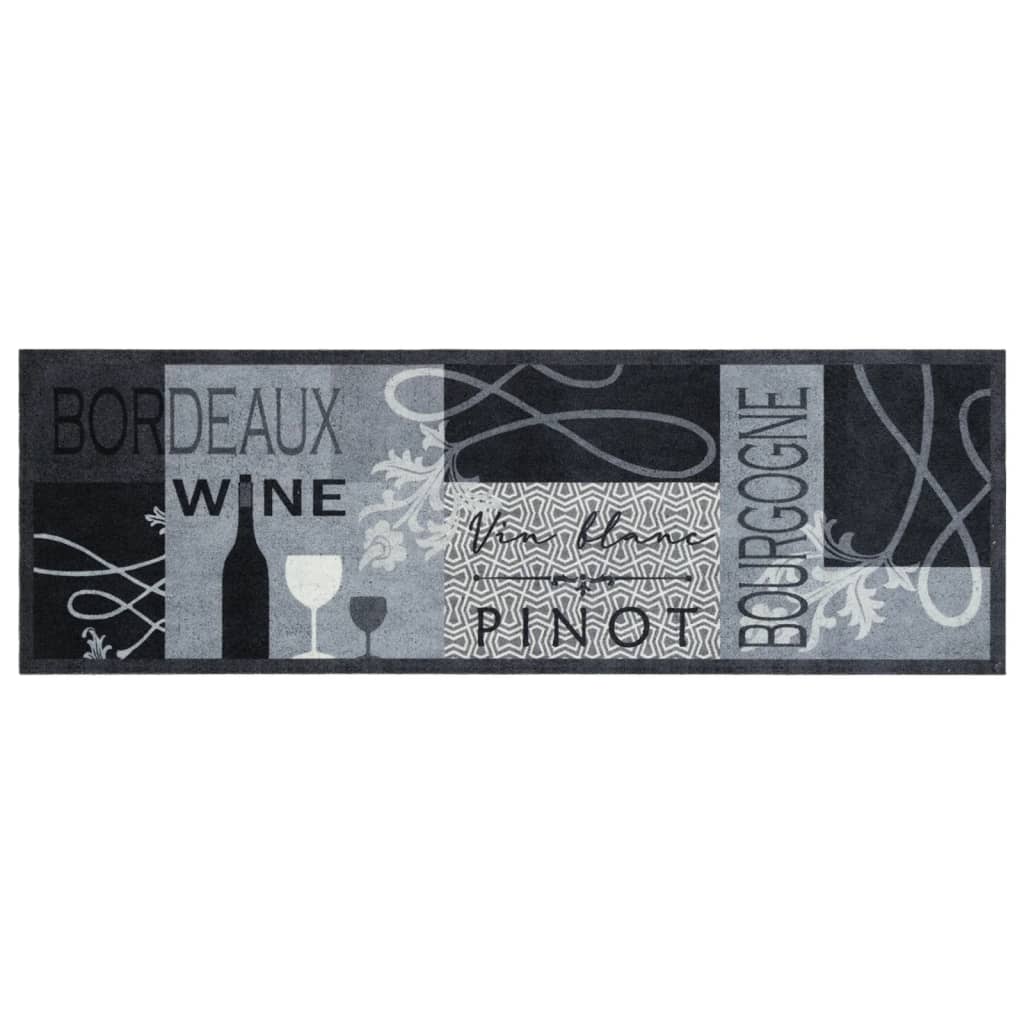 vidaXL Küchenteppich Waschbar Wein Grau 60x180 cm Samt