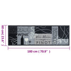 vidaXL Küchenteppich Waschbar Wein Grau 60x180 cm Samt